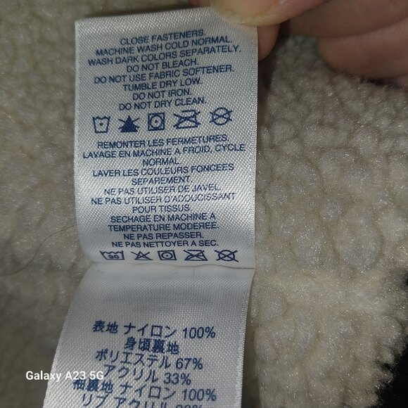 Lands End Mens Black Sherpa-Lined Jacket L/T Nylon Exterior Polyester Lining War - Picture 6 of 7